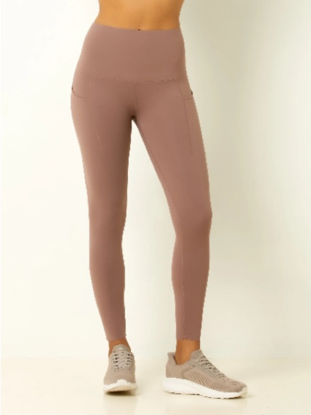Single Stitch Style SW778 High Rise Pocket Leggings Brown Taupe Size S